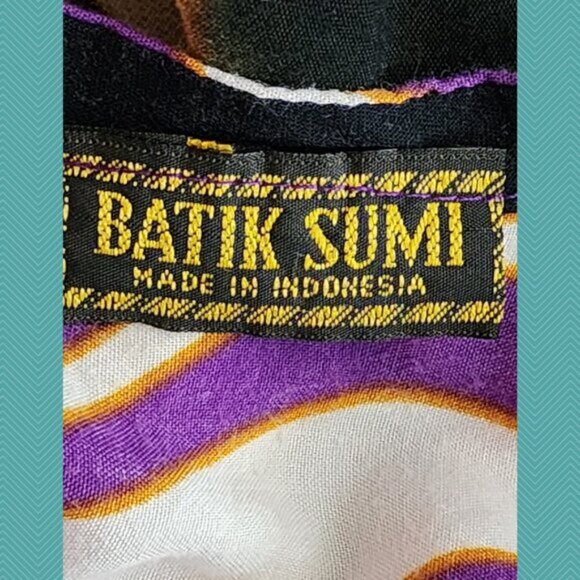 Batik Sumi Purple Artsy Swirl Print Kaftan Dress Beach Vacation - Picture 4 of 4